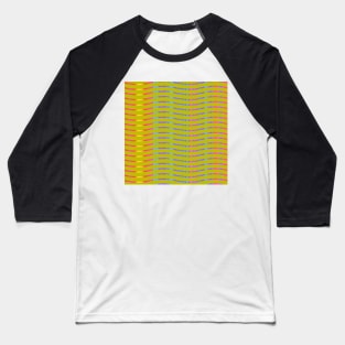 Wavy Lines Rainbow on Yellow Green Baseball T-Shirt